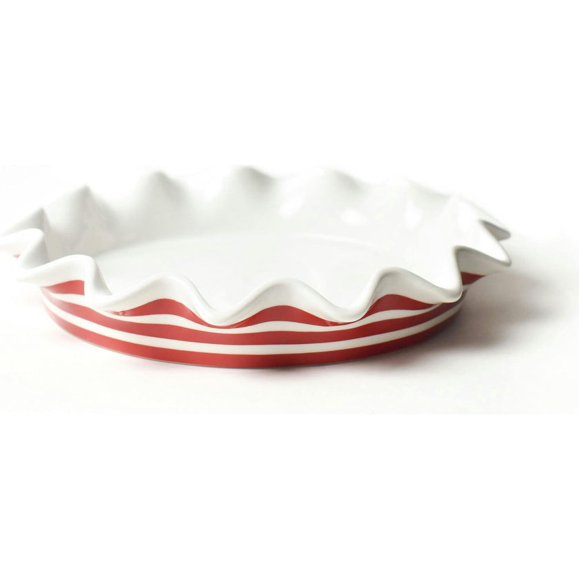 Red Stripe 8 Ruffle Pie Dish