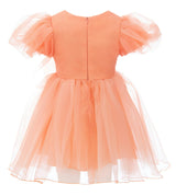 Peach Bow Organza Dress