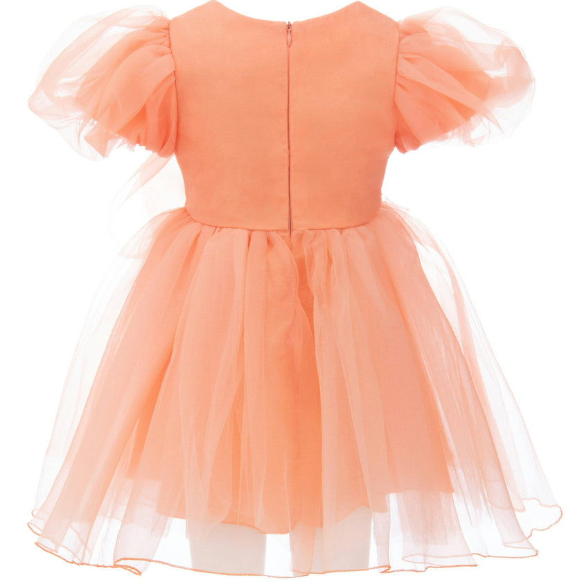 Peach Bow Organza Dress