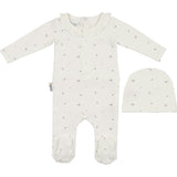 Floral Ruffle Footie and Beanie Set