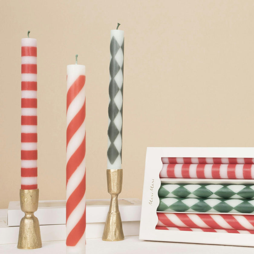 Festive Stripe Table Candles