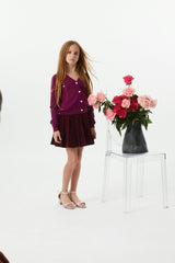 Jane Merlot Corduroy Pleated Skort