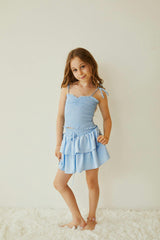 Willow Pastel Blue Satin Skort