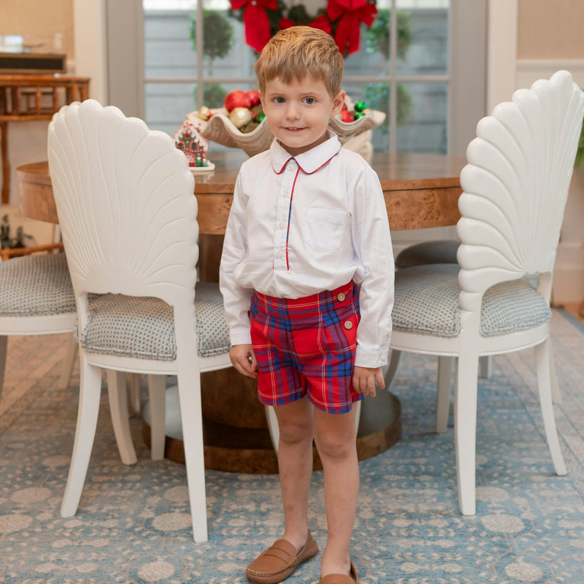 Hayden Long Sleeve Boy Set - Red Plaid