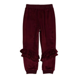 Velour Ribbed Waist & Cuff Ruffle Joggers