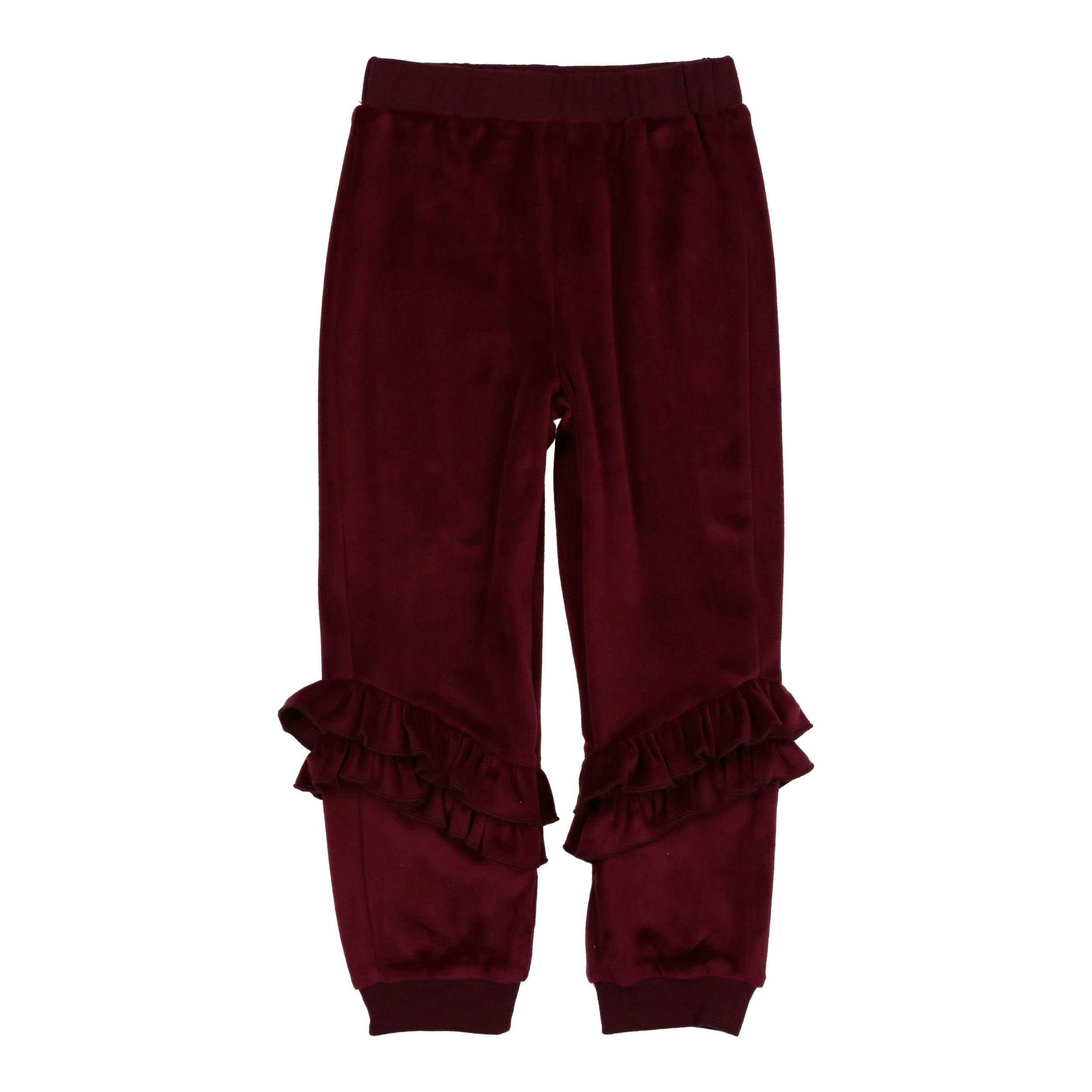 Velour Ribbed Waist & Cuff Ruffle Joggers
