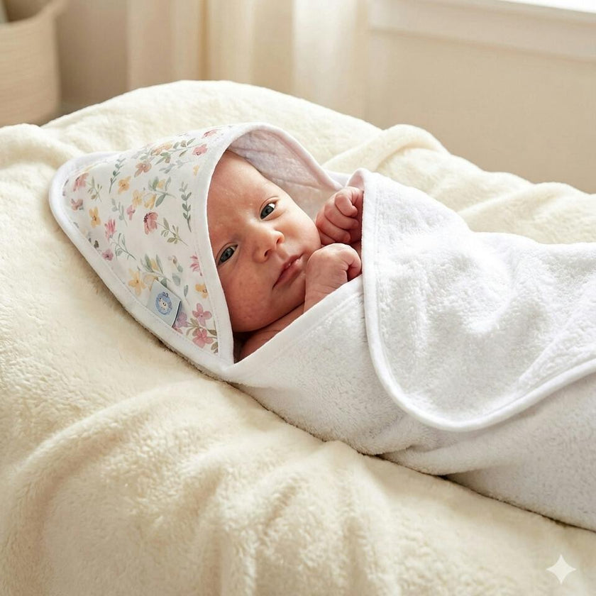 Winter Flowers Pima Hooded Towel