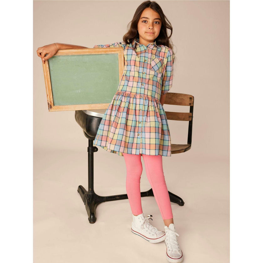Collared Blouson Sleeve Dress, Brown