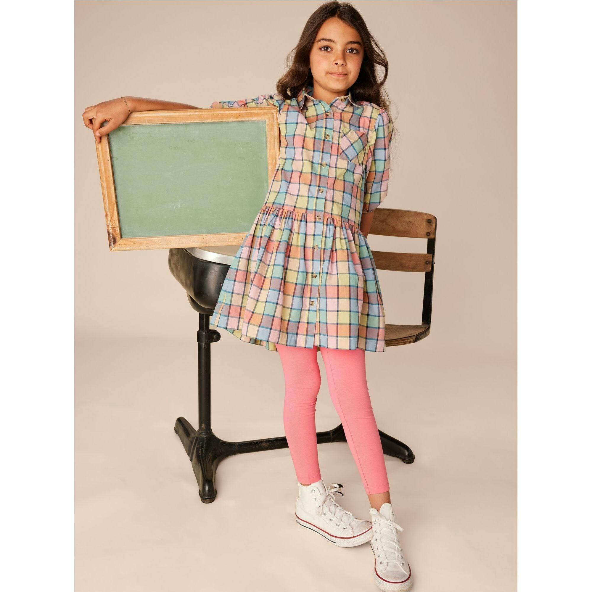 Collared Blouson Sleeve Dress, Brown