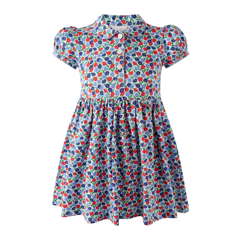 Blue Poppy Jersey Dress
