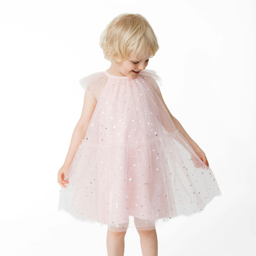 Soft Pink - Velour - Tulle Dress
