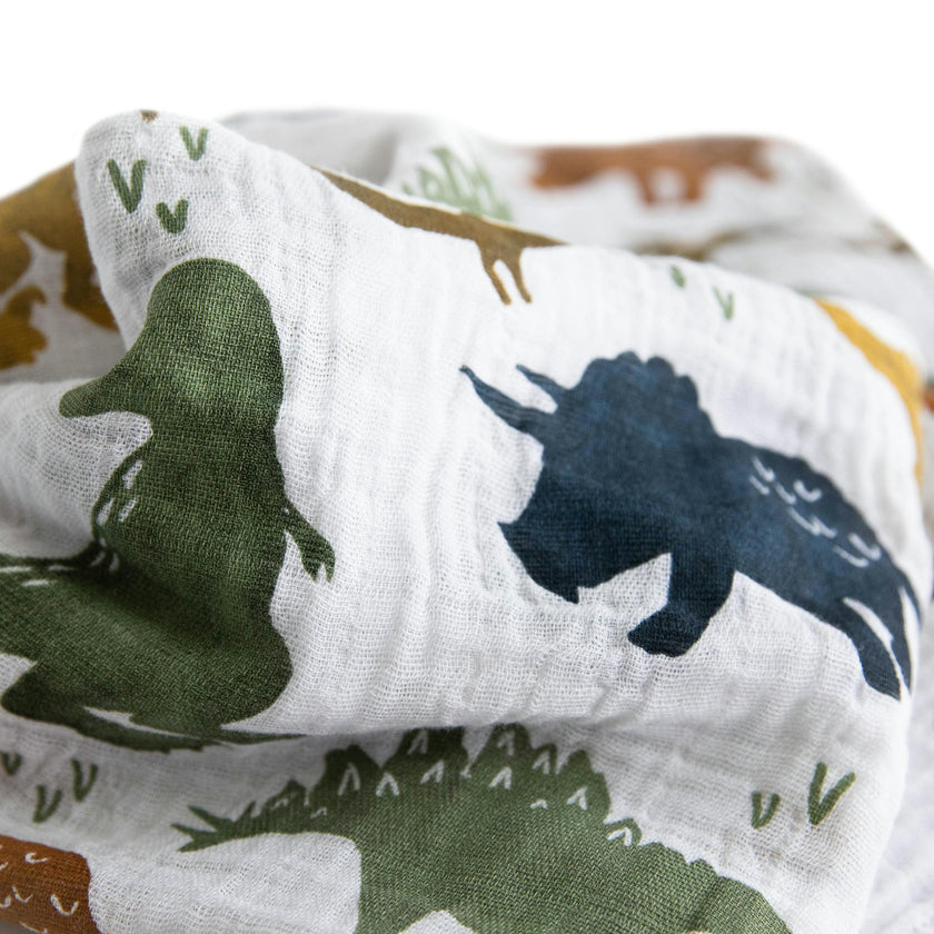 Cotton Muslin Swaddle Blanket - Dino Friends