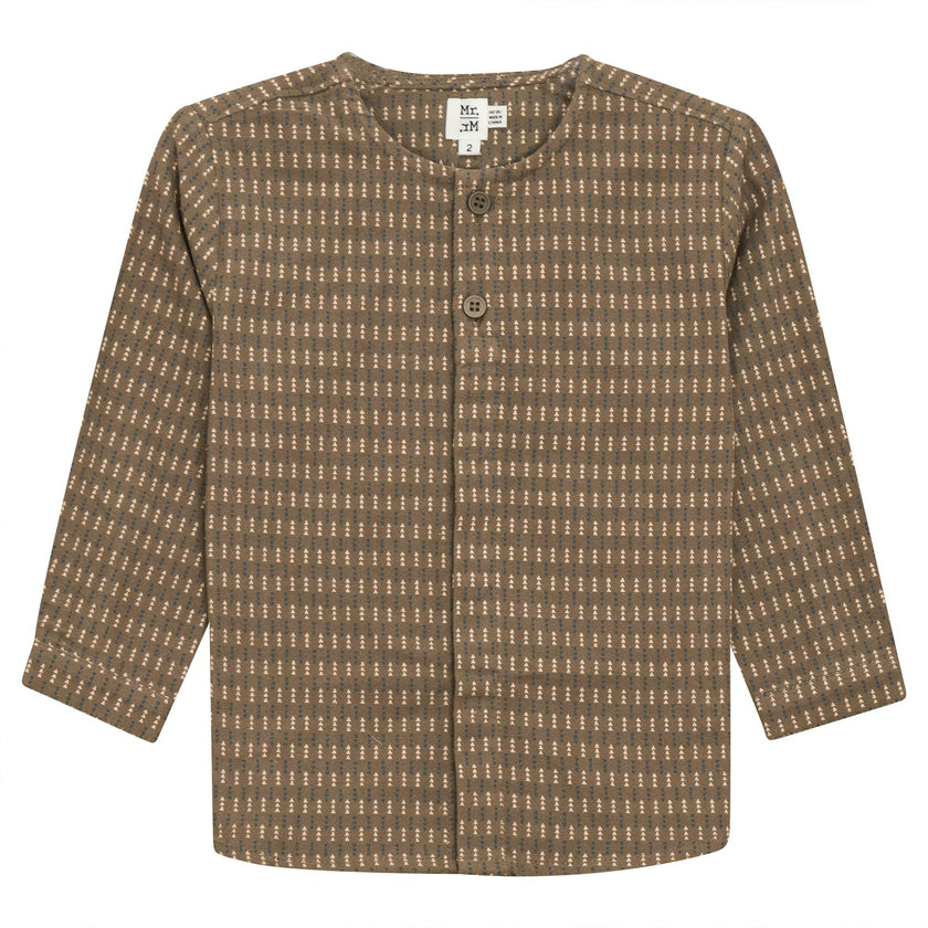 Woven Button Front Long Sleeve Shirt