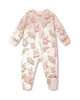 Organic Cotton Baby One-Piece Pyjama Pale Pink Bear Print