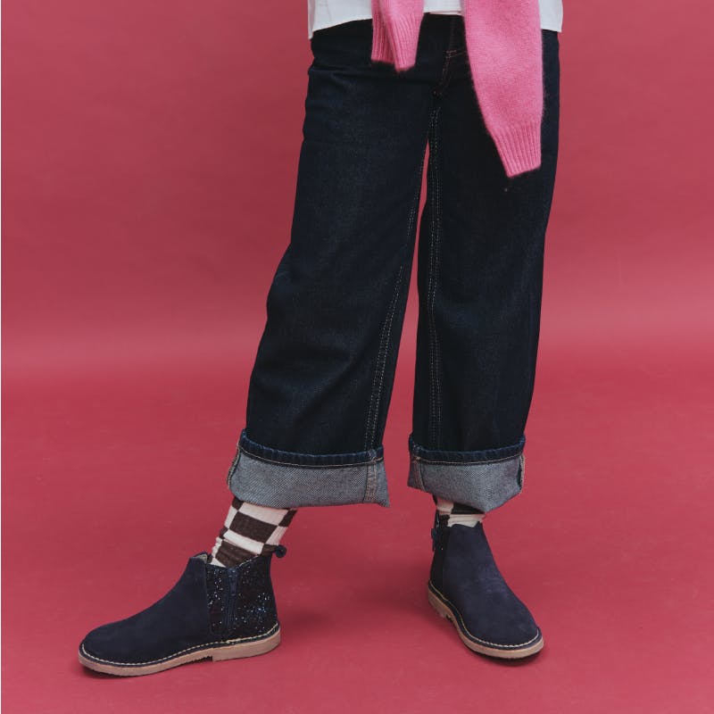 Glitter & Suede Chelsea Boots