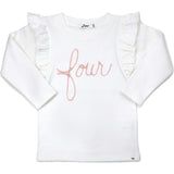 Millie Long Sleeve Tee in 'four' Pink Eyelash Writing