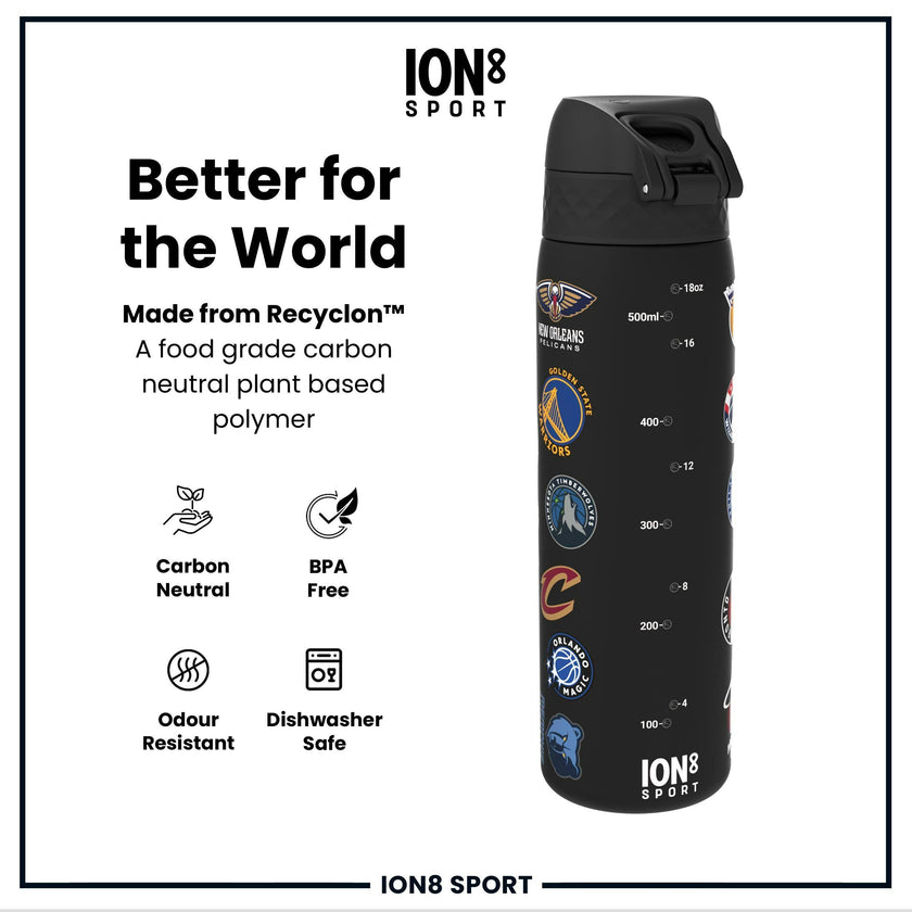 18oz - NBA x ION8 Sport Waterbottle - Recyclon Plastic, BPA Free - NBA Multi-Team