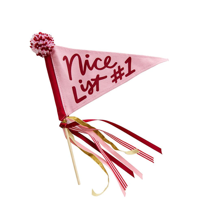 Nice List #1 Mini Pennant Flag, Pink