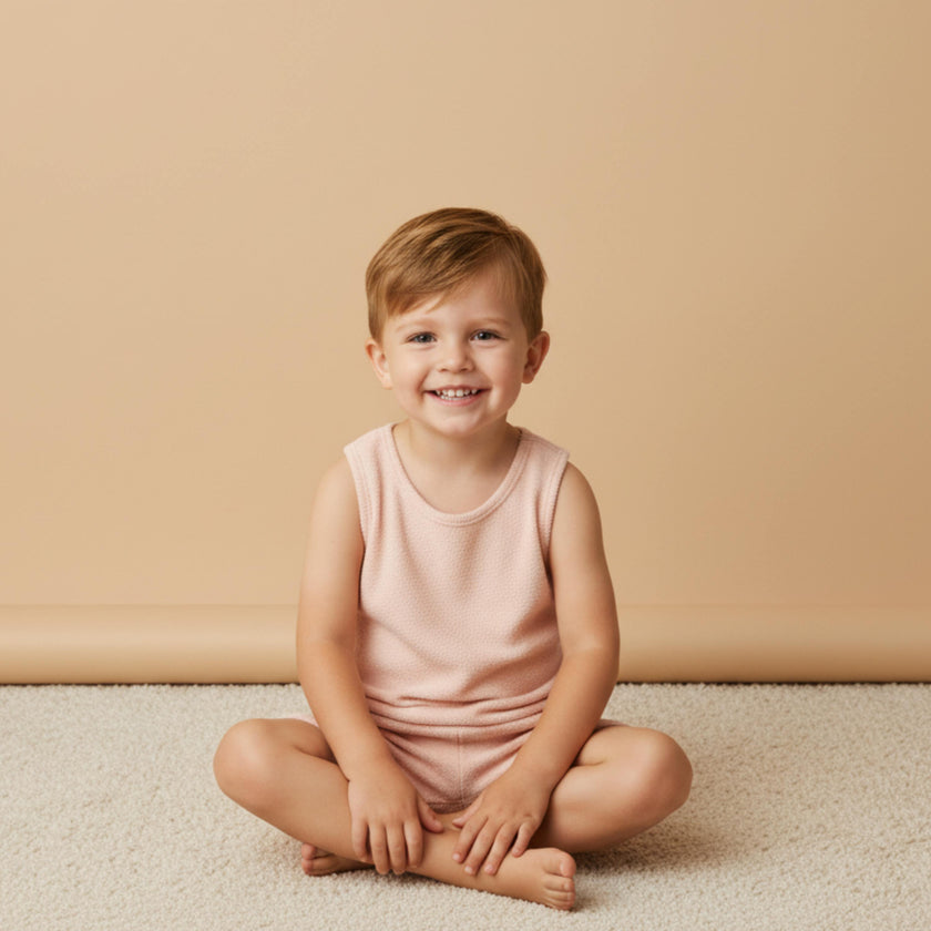 Organic Sleeveless Tee & Shorts Set - Blush
