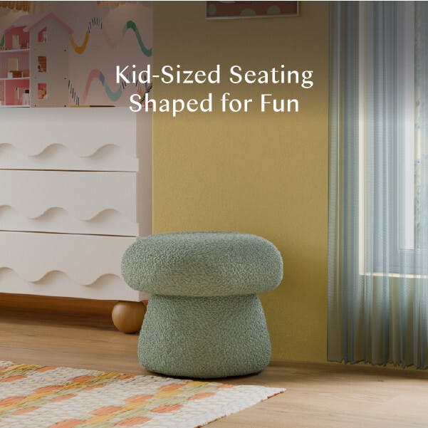 Mushroom Pouf in Sage Teddy Loop