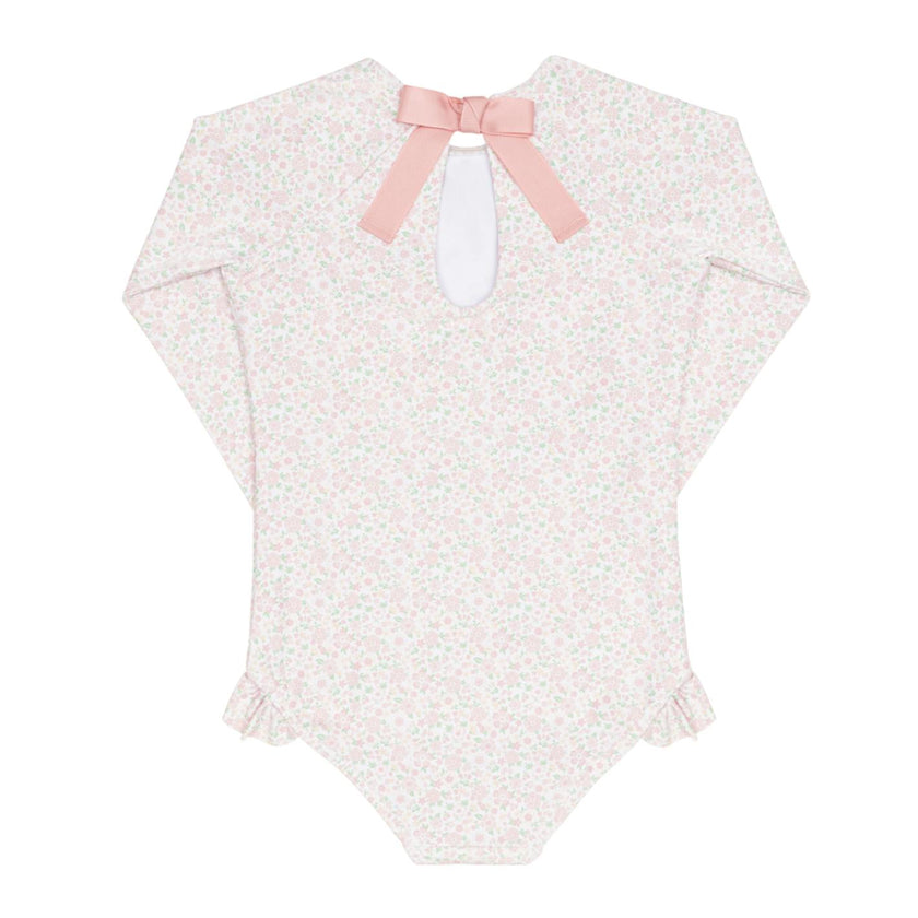 girls antique floral rashguard one piece