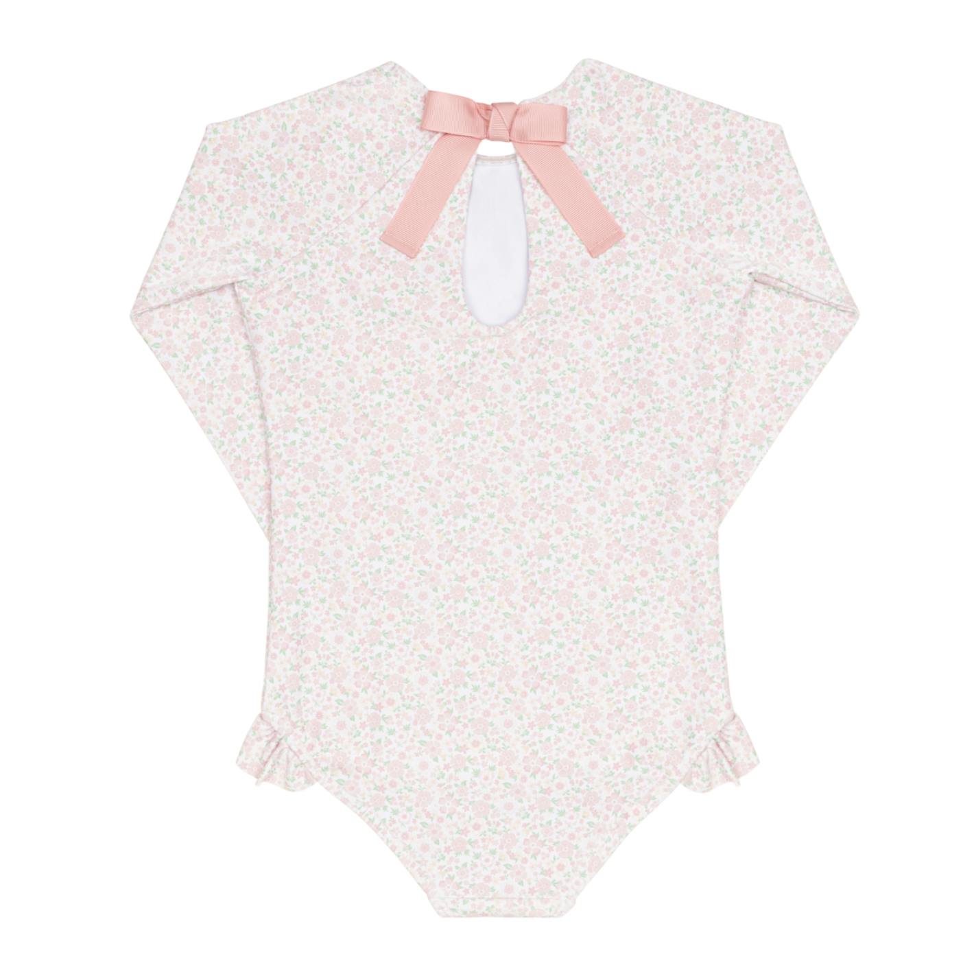 girls antique floral rashguard one piece