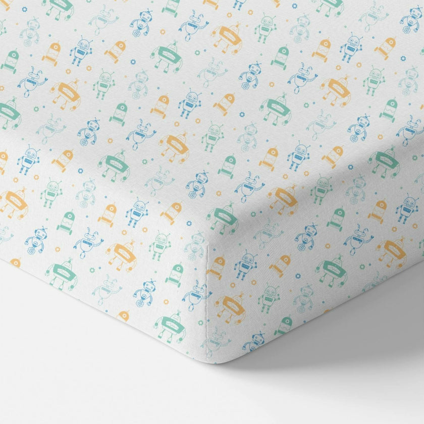Organic Crib Sheet - Robots