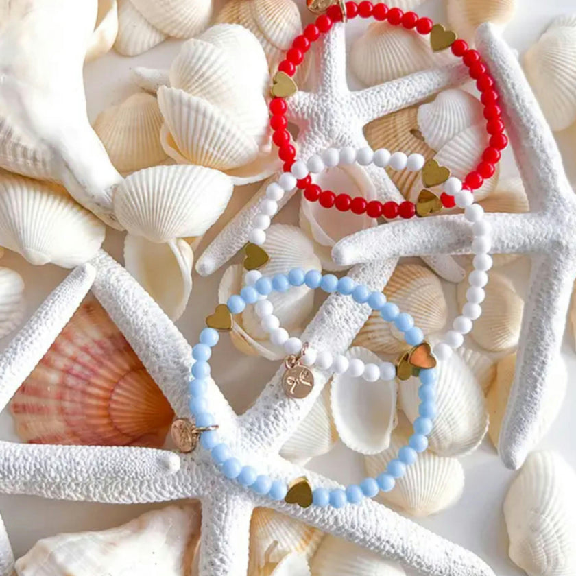 Hearts Bracelet Gift Set - Red, White, Blue