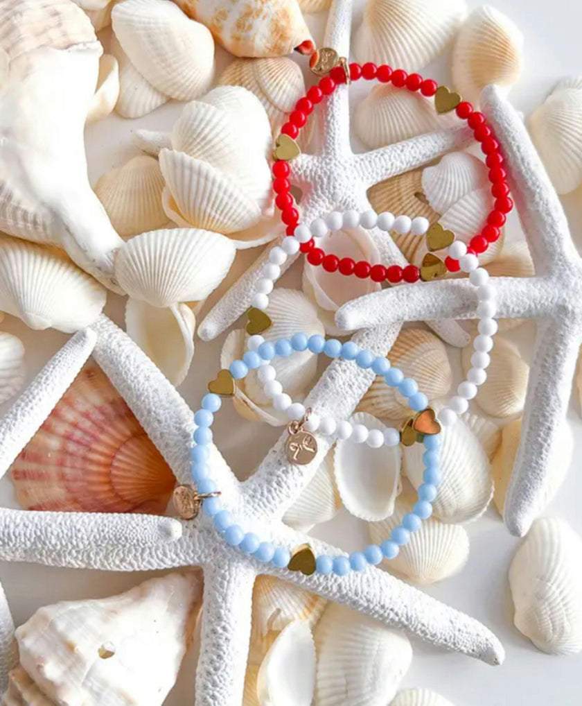 Hearts Bracelet Gift Set - Red, White, Blue