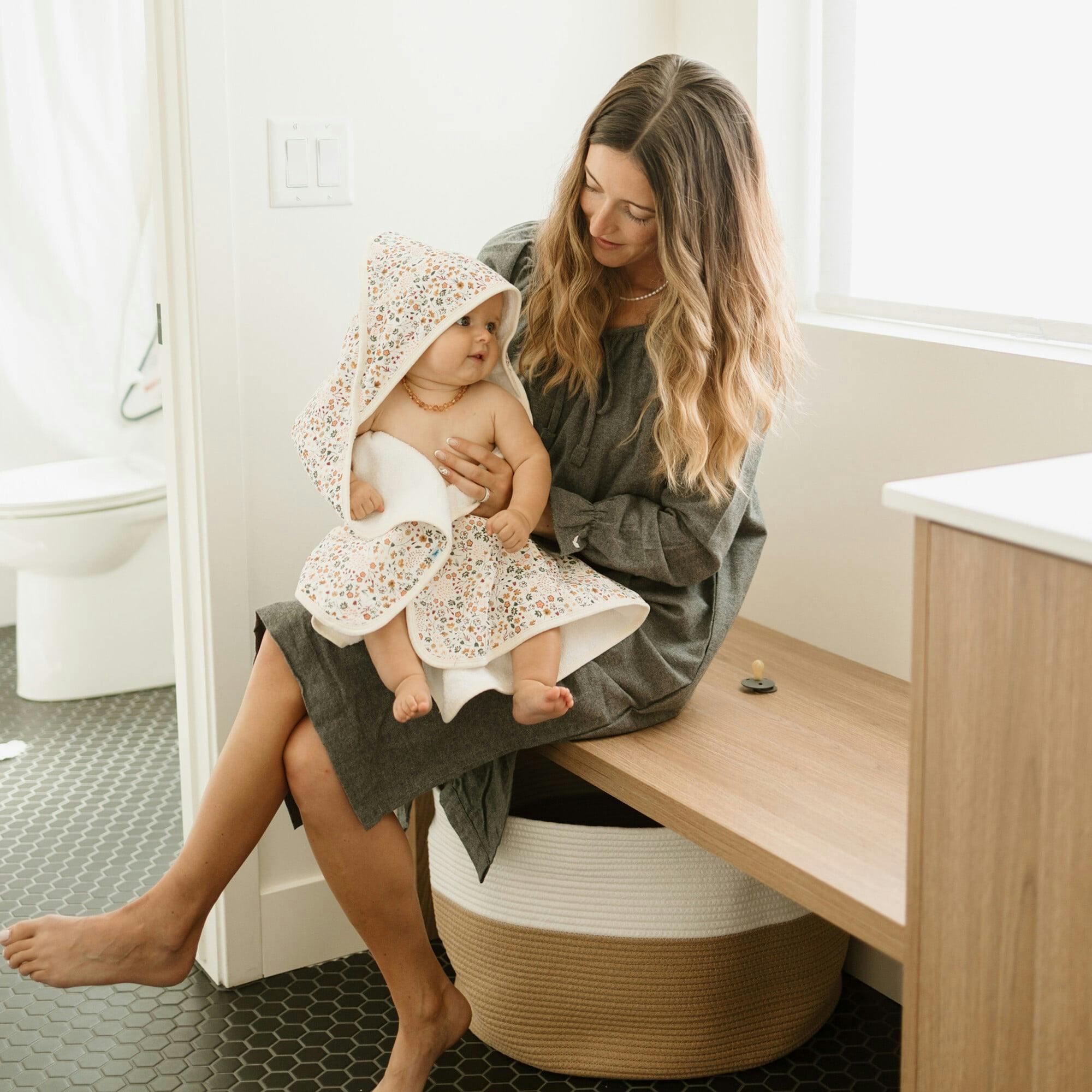 Infant Hooded Towel - Pressed Petals