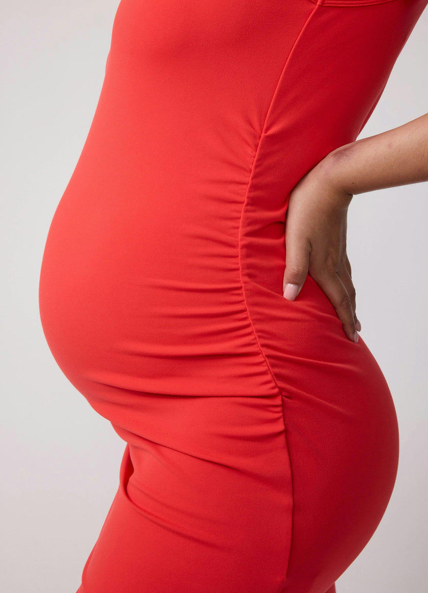 Sleeveless Ruched Bodycon Maternity Mini Dress