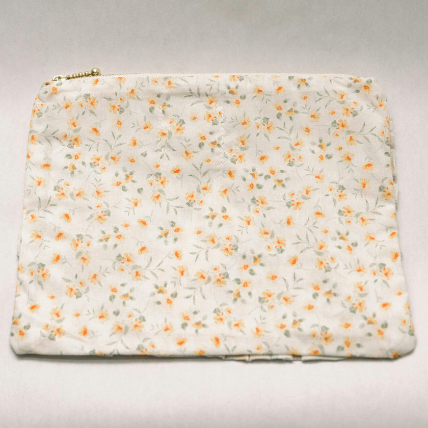 Timeless Floral Ruffle Zipper Pouch | Lemon Blossoms