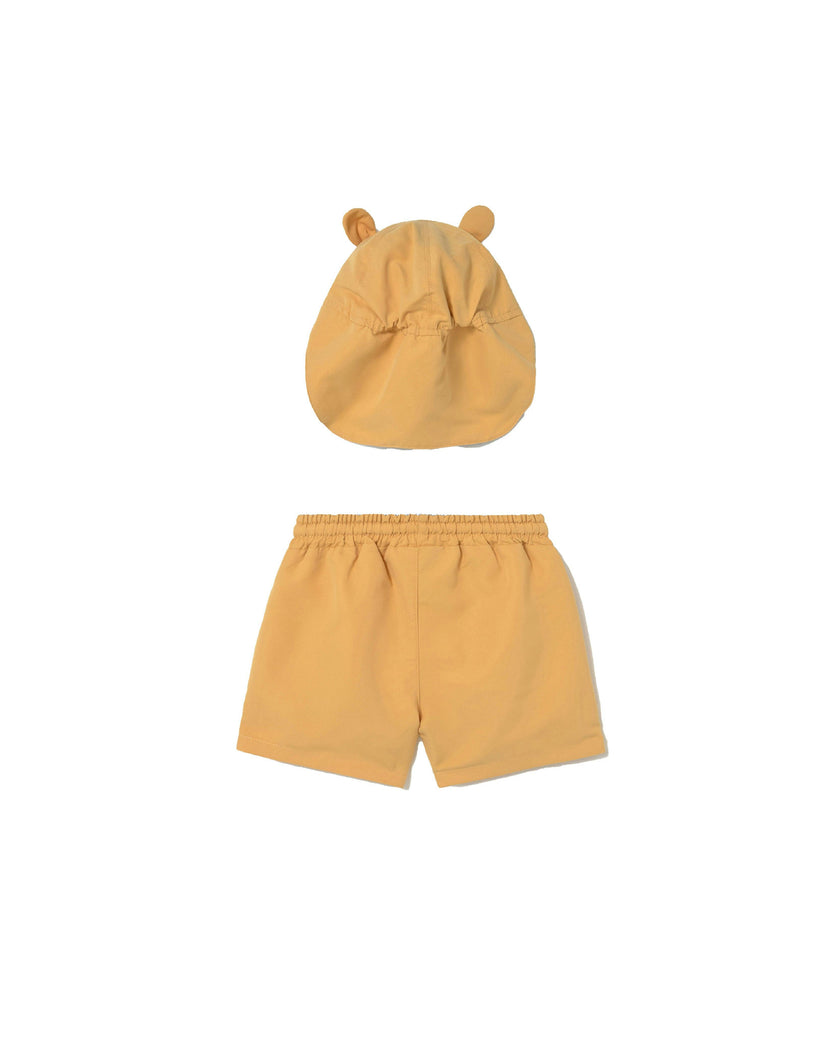 Yellow Swimwear set baby with eared hat