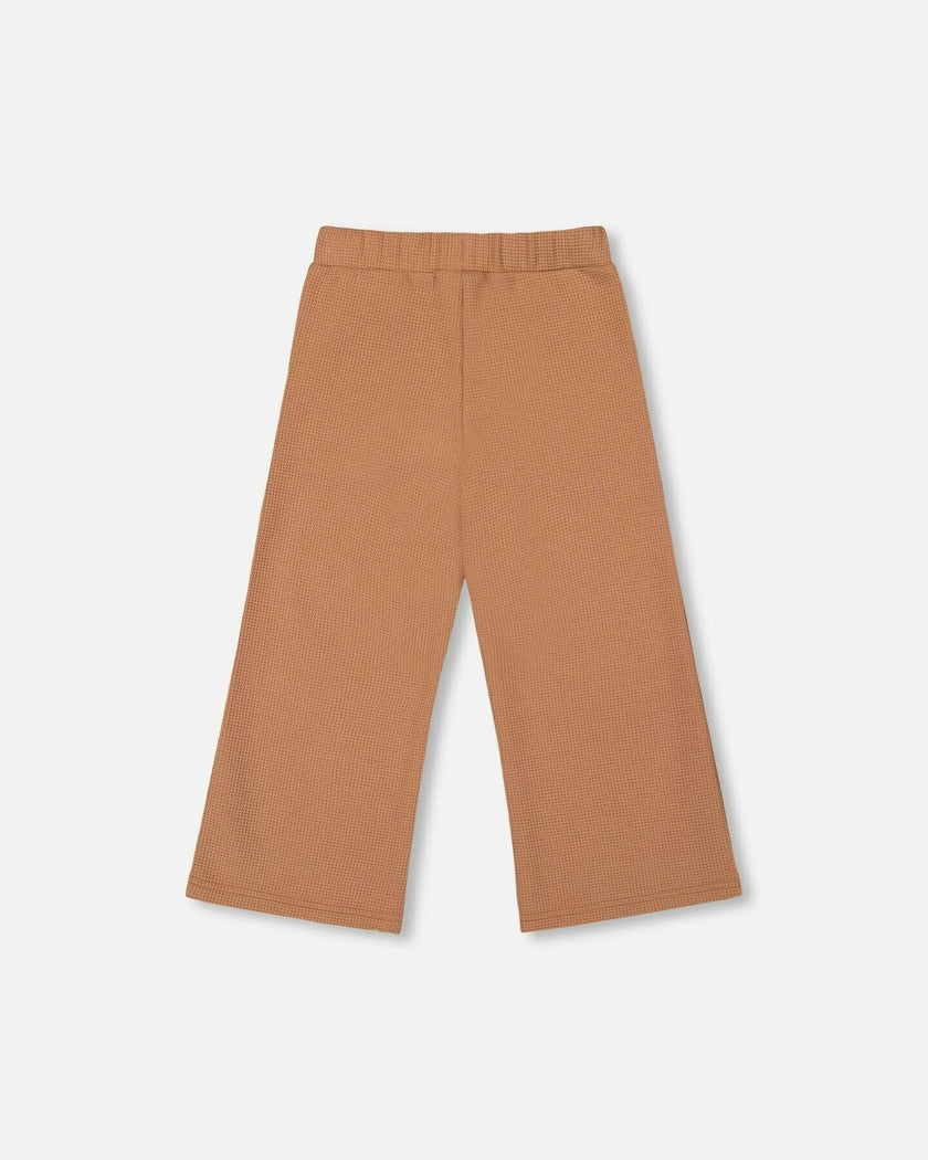 Waffle Flare Leg Pants Caramel Brown