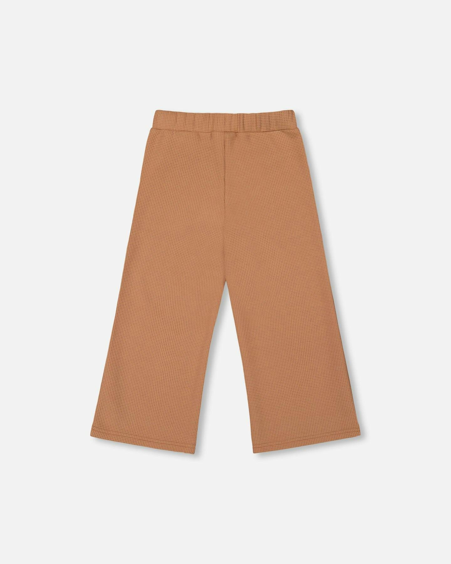 Waffle Flare Leg Pants Caramel Brown