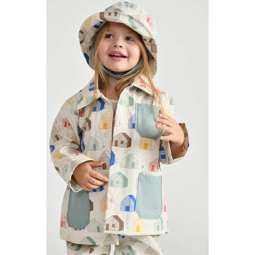 House Print Chin Strap Rain Bucket Hat