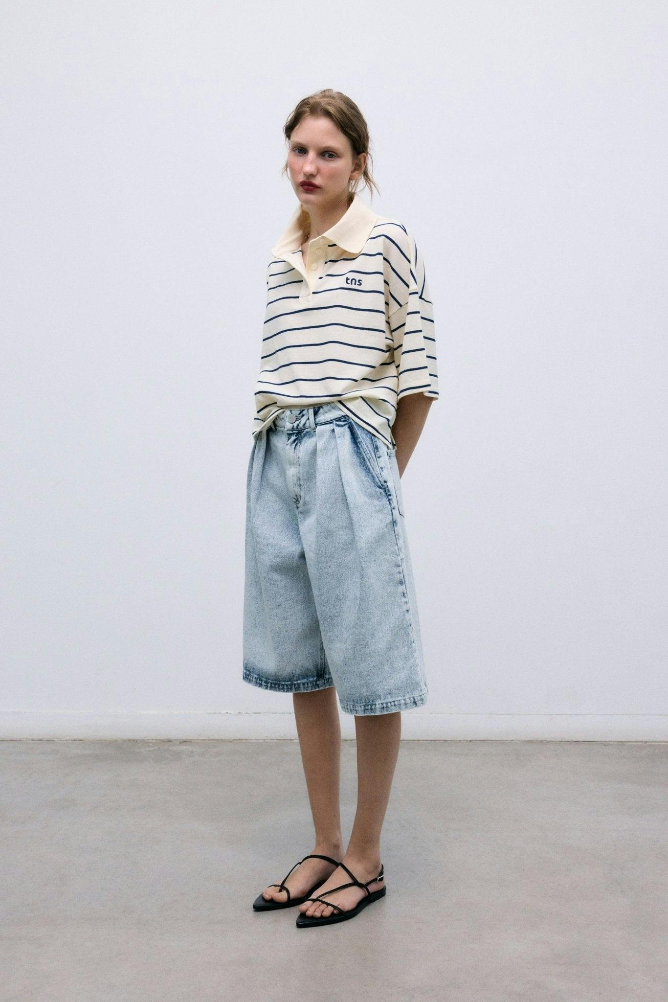 TNS Denim Woman Bermuda Bleach Denim