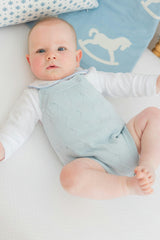 Pima Crib Sheet - Blue Micro Dot