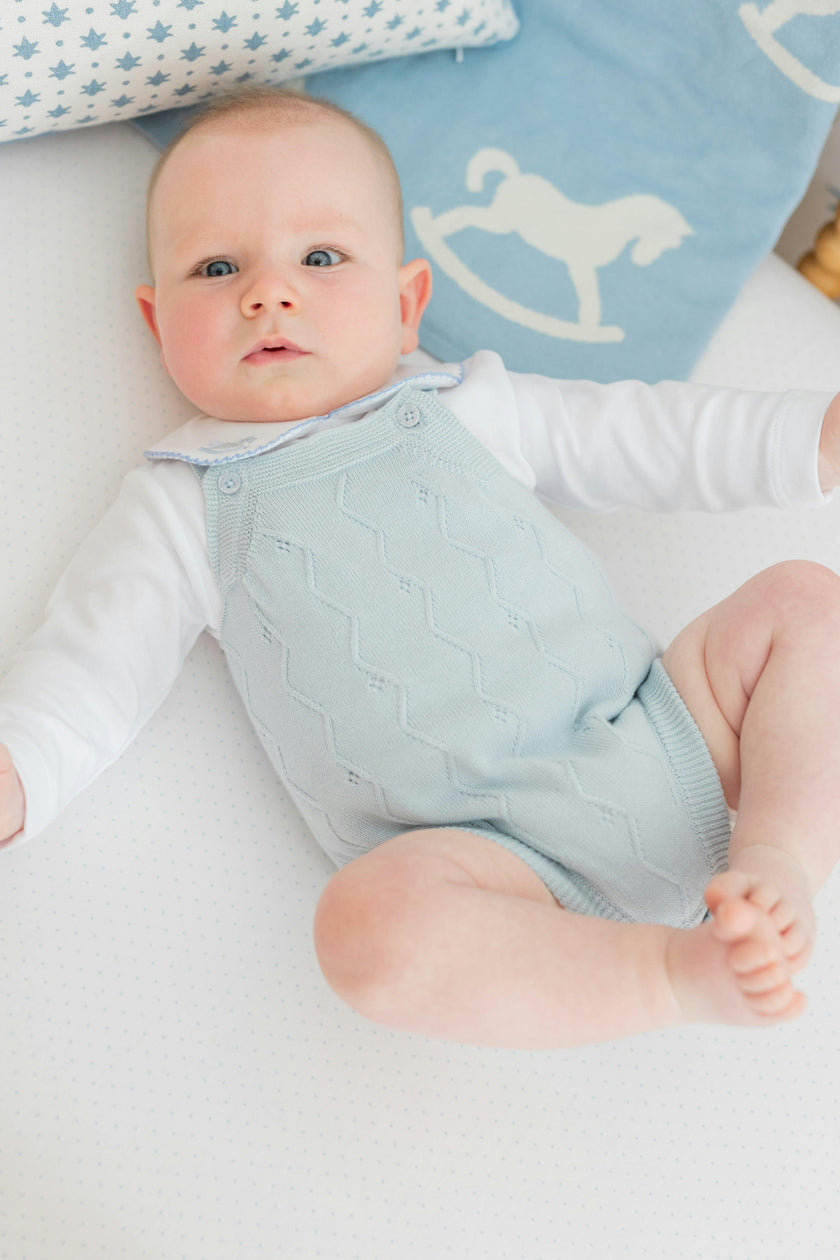 Pima Crib Sheet - Blue Micro Dot