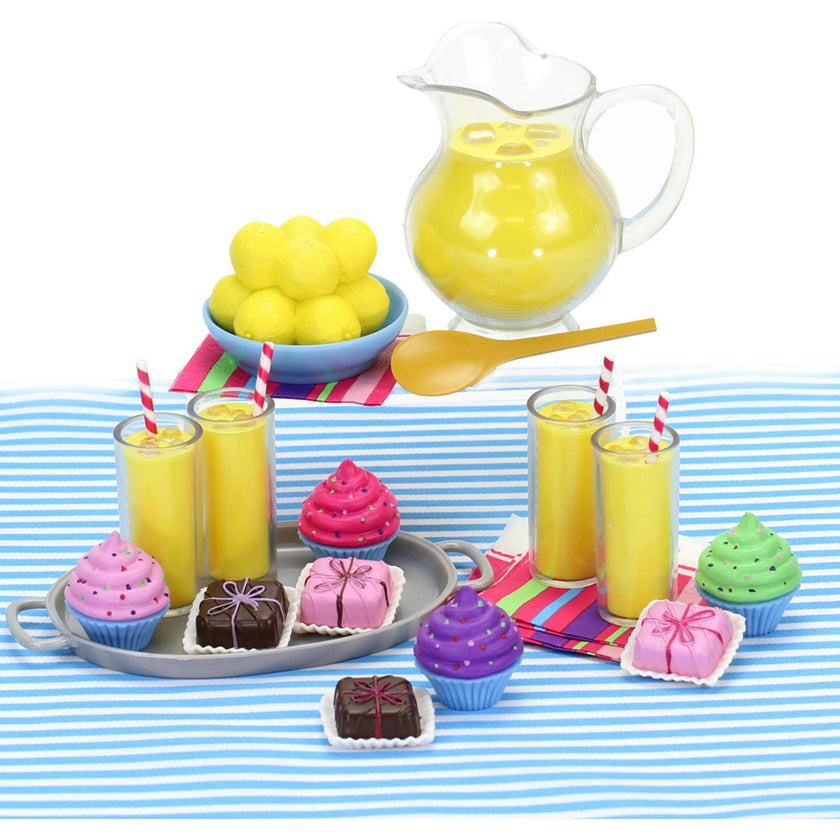 18" Doll Cupcake & Petit Four Set + Fresh Lemonade Set