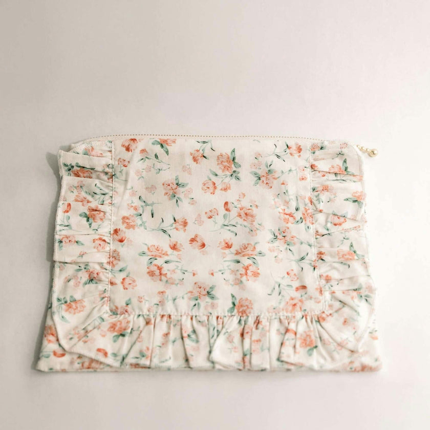 Sorrento Bloom Timeless Floral Ruffle Zipper Pouch