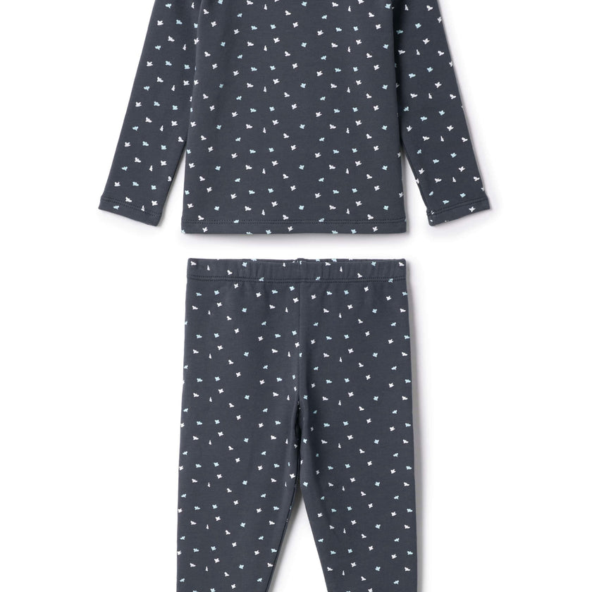 Print 2Pc Set Navy