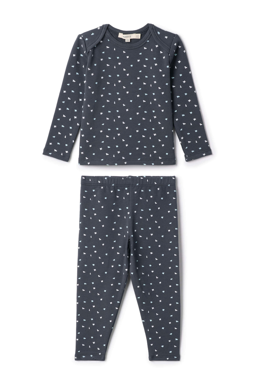 Elastic Waist Fleece Top and Pants Two Piece Set