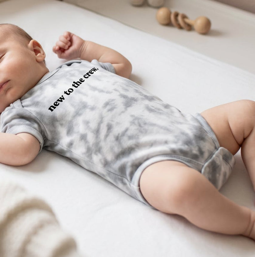 New To The Crew Onesie, Gray/White