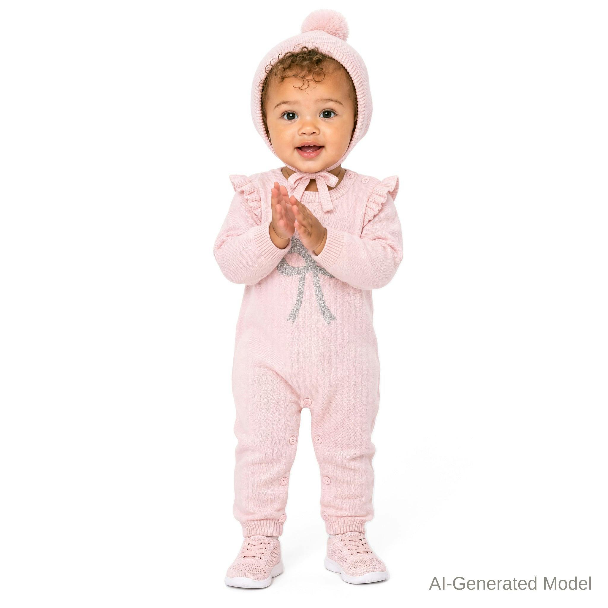 Infant Girls Sweater Romper Set | Shimmer Bow