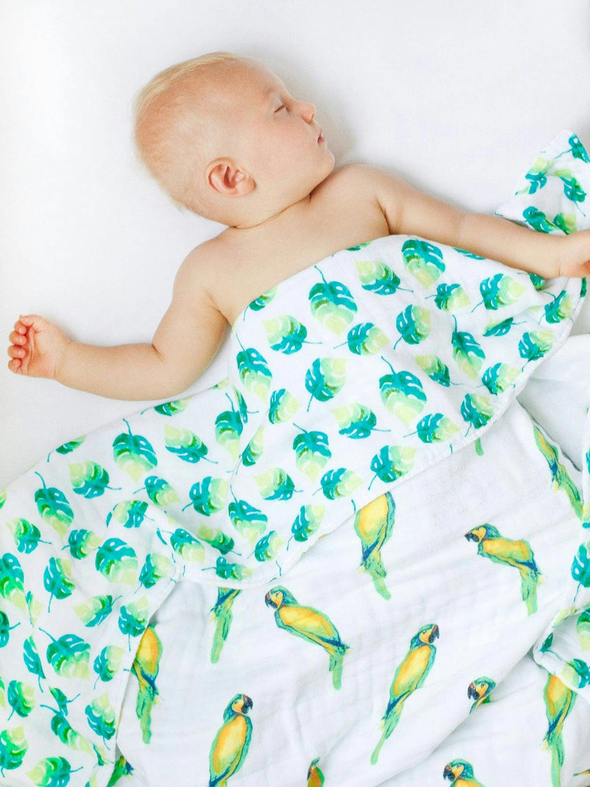 Organic Muslin Four-Layer Reversible Snug Blanket