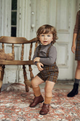 Plaid Woven Suspender Overall