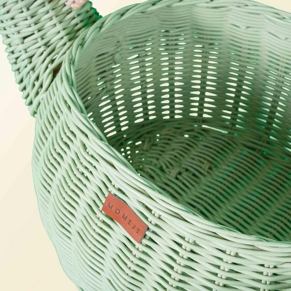 Handcrafted- Dinosaur Storage Basket Mint Green (Large) - Rattan Wicker