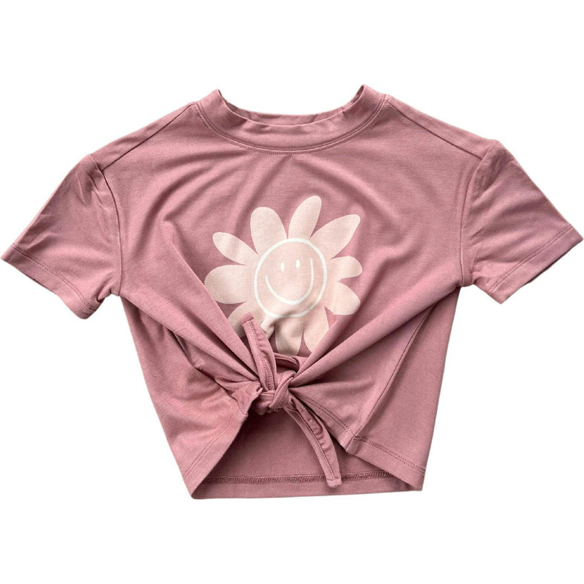 Girl's Tie Front Shirt Heart in Toffee