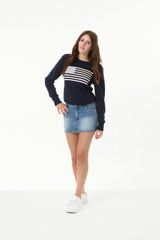 Tiegan Navy Flag Graphic Graphic Sweater
